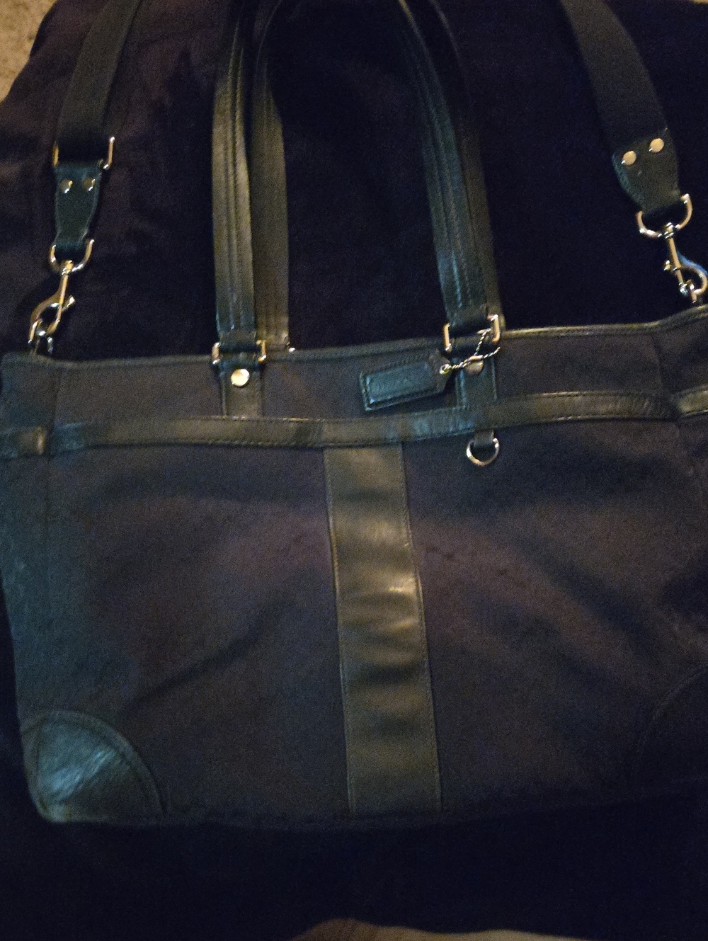 Coach Unisex Black Canvas & Leather Tote / Laptop Bag